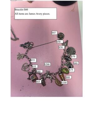 James Avery Silver Charm Bracelet with Green and Orange Accents